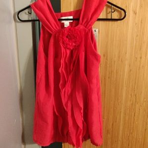 Loft cute pink top with ruffled rose in front